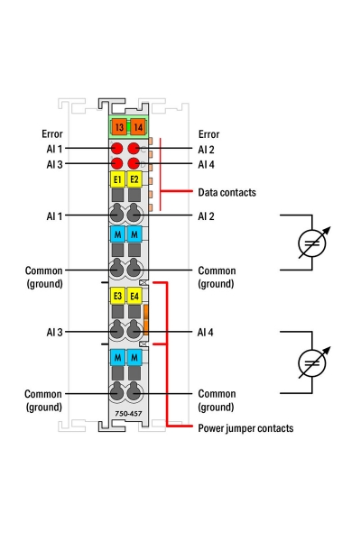 Wago 750-457 10V DC Tek Uçlu 4 Kanal Analog Giriş Modülü - Thumbnail