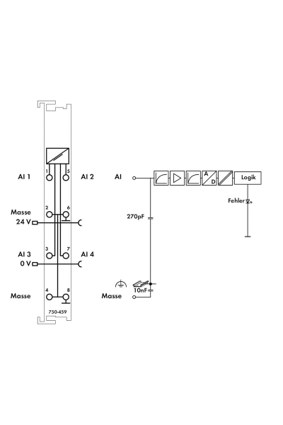 Wago 750-459 0-10V DC Tek Uçlu 4 Kanal Analog Giriş Modülü - Thumbnail