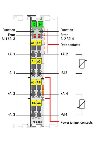Wago 750-463 PT1000 16 Bit 4 Kanal Analog Giriş Modülü - Thumbnail