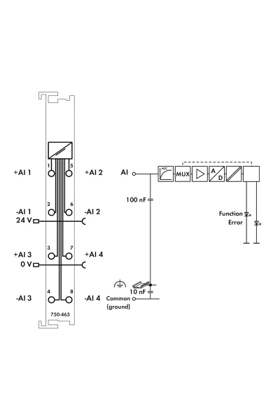 Wago 750-463 PT1000 16 Bit 4 Kanal Analog Giriş Modülü - Thumbnail