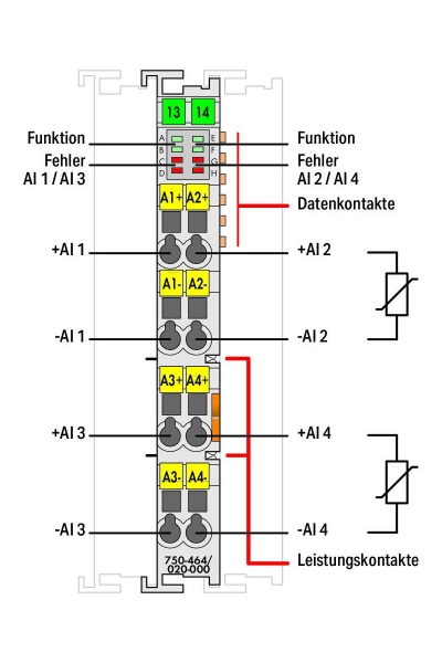 Wago 750-464/020-000 4 NTC 10k ve 20k Analog Giriş Modülü - Thumbnail