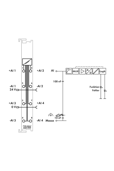 Wago 750-464/020-000 4 NTC 10k ve 20k Analog Giriş Modülü - Thumbnail