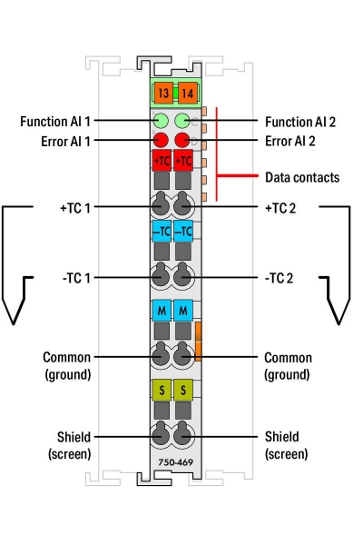 Wago 750-469 Termokupl K Tipi Diagnostikli 2 Kanal Analog Giriş Modülü - Thumbnail