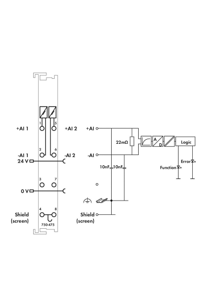 Wago 750-475 0-1 A AC DC Diferansiyel Giriş 2 Kanal Analog Giriş Modülü - Thumbnail