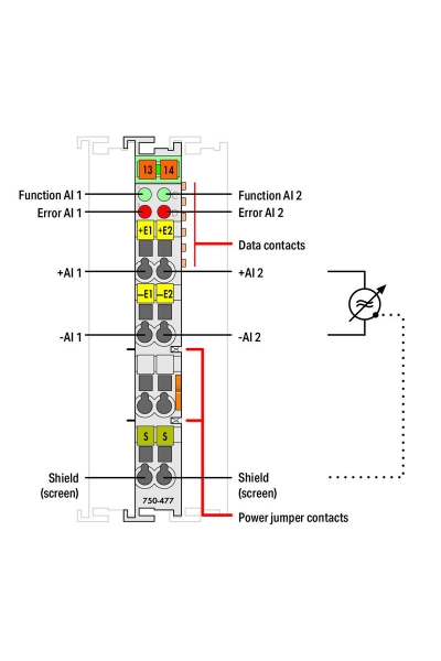 Wago 750-477 0-10V AC DC Diferansiyel Giriş 2 Kanal Analog Giriş Modülü - Thumbnail