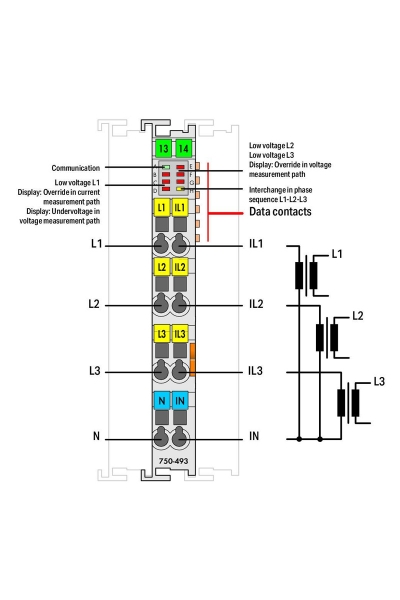 Wago - Wago 750-493/000-001 5A 3 Faz Enerji Analizörü Wago 750-493/000-001 5A 3 Faz Enerji Analizörü - Thumbnail