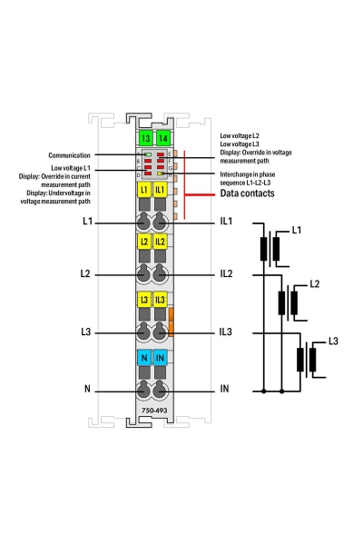 Wago - Wago 750-493 1A 3 Faz Enerji Analizörü Wago 750-493 1A 3 Faz Enerji Analizörü - Thumbnail