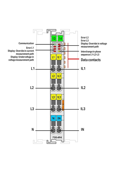 Wago 750-494/000-001 5A 3 Faz Enerji Analizörü - Thumbnail