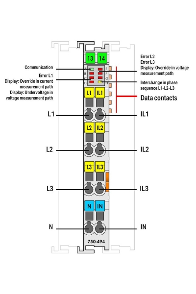 Wago 750-494/025-001 5A 3 Faz Enerji Analizörü - Thumbnail