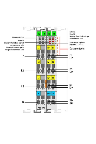 Wago - Wago 750-495/000-001 690V 5A 3 Faz Enerji Analizörü Wago 750-495/000-001 690V 5A 3 Faz Enerji Analizörü - Thumbnail
