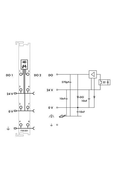 Borne De Sortie Digitale WAGO 750-501 /2DO 24VDC 0.5A - Occasion Fonctionnelle