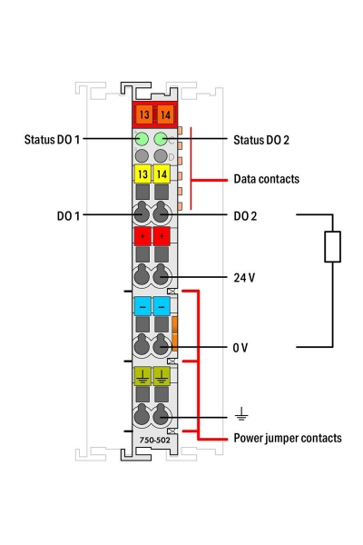Wago 750-502 24V DC 2A 2 Kanal Dijital Çıkış Modülü - Thumbnail
