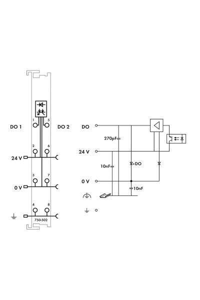Wago 750-502 24V DC 2A 2 Kanal Dijital Çıkış Modülü - Thumbnail