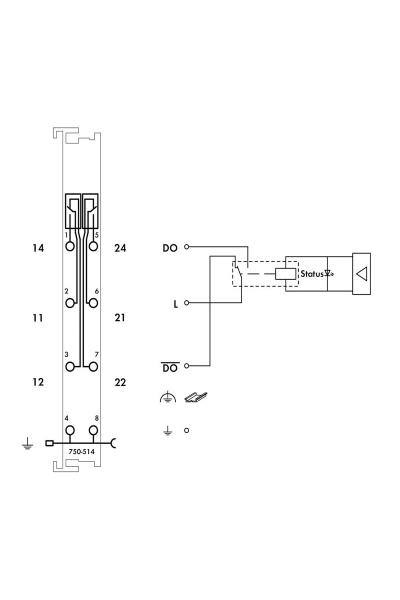 Wago 750-514 125V AC 0.5A 2 Kanal Dijital Çıkış Modülü - Thumbnail