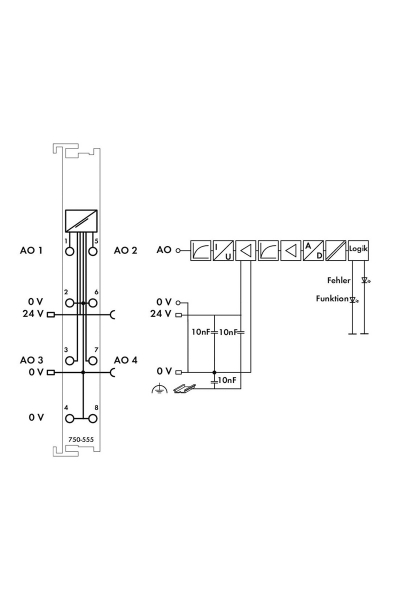 Wago 750-555 4-20mA 4 Kanal Analog Çıkış Modülü - Thumbnail