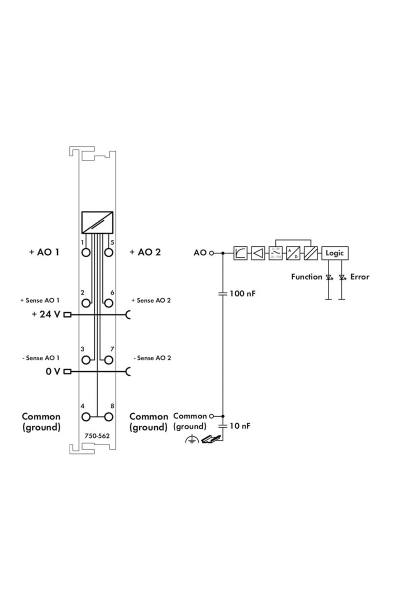 Wago 750-562 10 V 0-10V 2 Kanal Analog Çıkış Modülü - Thumbnail