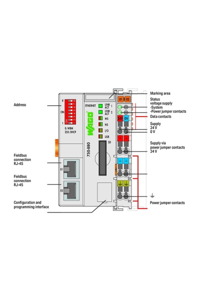 Wago 750-880/025-001 ETHERNET TCP/IP 10/100 Mbit/s Kontrolör - Thumbnail