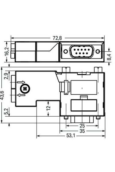 Wago - Wago 750-971 S7 PROFIBUS D-Sub Erkek Konnektör Wago 750-971 S7 PROFIBUS D-Sub Erkek Konnektör - Thumbnail