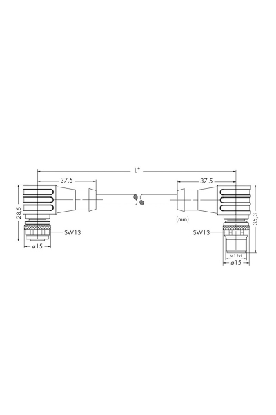 Wago 756-1506/060-010 90 Derece Açılı 1m IP 67 Sınıfı Kablo - Thumbnail