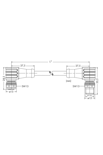 Wago 756-1506/060-020 90 Derece Açılı 2m IP 67 Sınıfı Kablo - Thumbnail