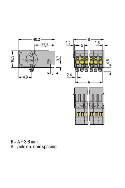 Wago 769-602/001-000 100 Adet 4mm2 Snap in 2 Kutuplu Erkek Konnektör - Thumbnail