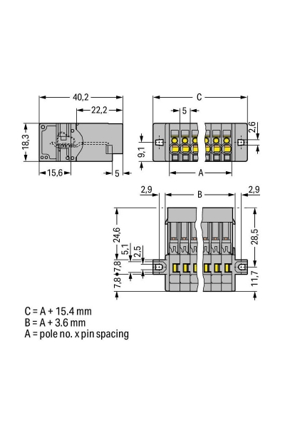 Wago 769-603/002-000 50 Adet 4mm2 Flanşlı 3 Kutuplu Erkek Konnektör - Thumbnail