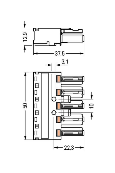 Wago 770-205 50 Adet 0.5-4mm2 Winsta Midi 5 Kutuplu Dişi Konnektör - Thumbnail