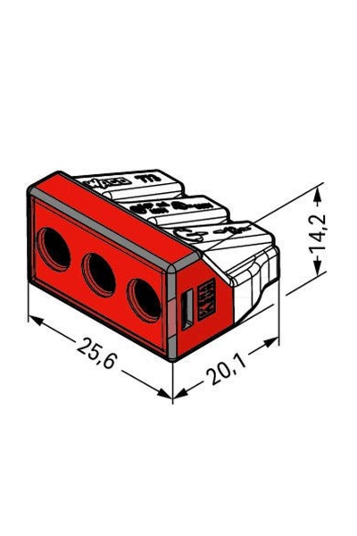 Wago - Wago 773-173 50 Adet 3x6mm2 Kırmızı Saydam Buat Klemensi Wago 773-173 50 Adet 3x6mm2 Kırmızı Saydam Buat Klemensi - Thumbnail
