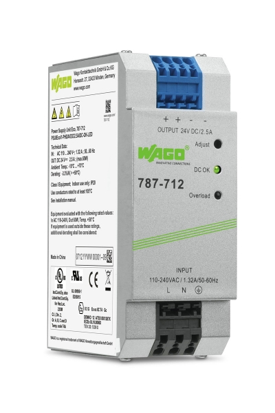 Wago 787-712 Giriş AC 90V 264V Çıkış DC 24V DC 2.5A Standart Epsitron Güç Kaynağı - Thumbnail