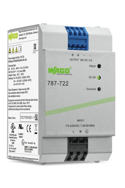 Wago 787-722 Giriş AC 90V 264V Çıkış DC 24V DC 5A Standart Epsitron Güç Kaynağı - Thumbnail