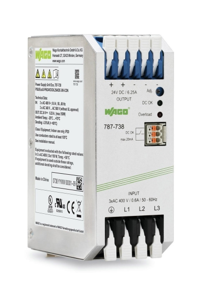 Wago 787-738 3 faz Giriş AC 325V 575V24 VDC/6.25A Standart Epsitron Güç Kaynağı - Thumbnail