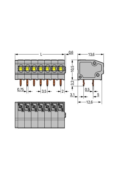 Wago 805-302 145 Adet 1.5mm2 2 Kutuplu 3.5mm Basma Düğmeli Klemens - Thumbnail