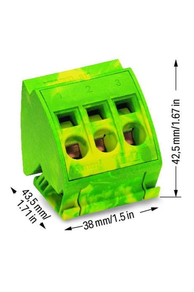 Wago 812-110 12 Adet 16mm2 Sarı Yeşil 3 Kutuplu Topraklama Bara Klemensi - Thumbnail