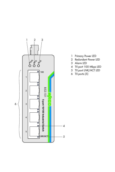 Wago 852-101 5 Port 100base TX Endüstriyel Ethernet Switch - Thumbnail