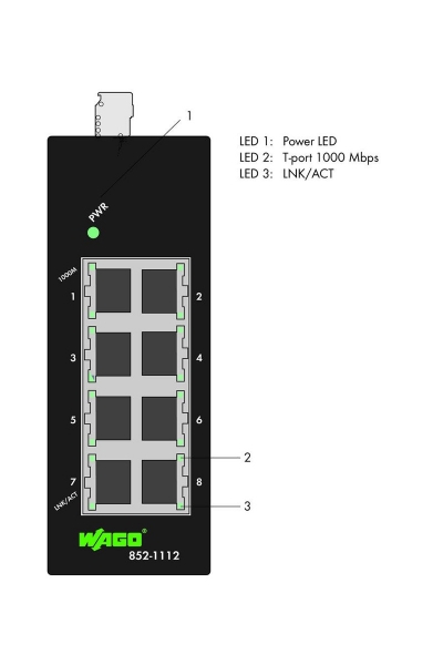 Wago 852-1112 Gigabit 8 Port 1000base TX Endüstriyel Ethernet Switch - Thumbnail