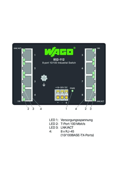 Wago 852-112 8 Port 100base TX Endüstriyel Ethernet Switch - Thumbnail
