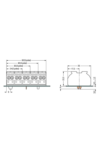 Wago - Wago 862-1525 200 Adet 4mm2 Siyah 5 Kutuplu Cihaz Klemensi Wago 862-1525 200 Adet 4mm2 Siyah 5 Kutuplu Cihaz Klemensi - Thumbnail