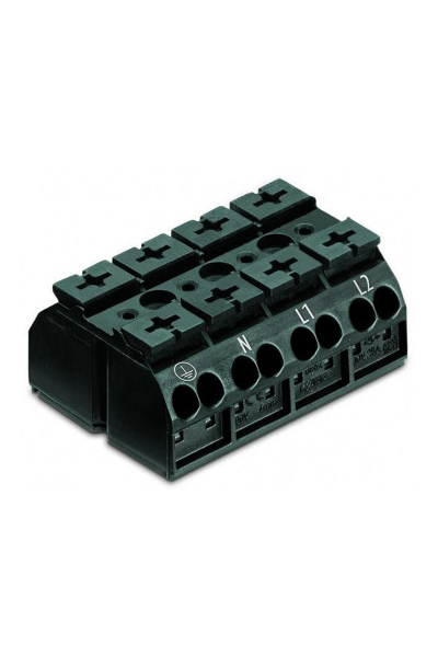 Wago - Wago 862-9594 200 Adet 4mm2 Siyah 4 Kutuplu Topraklı Cihaz Klemensi